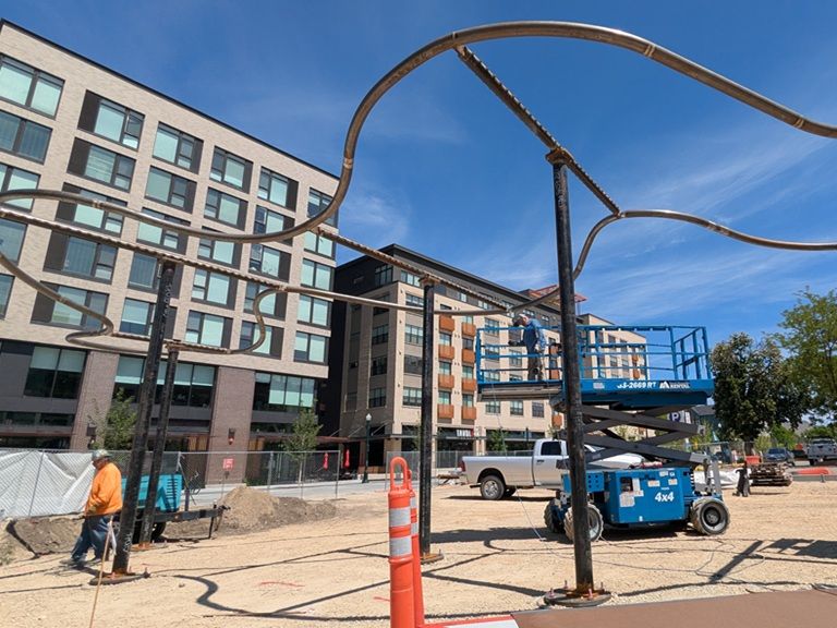 Skyriver installation ground close up steel view Boise, Idaho